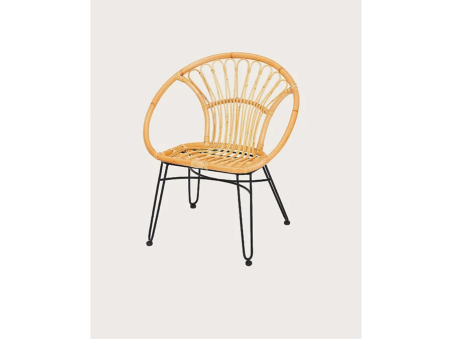 Naga - Fauteuil en rotin naturel et pieds métal