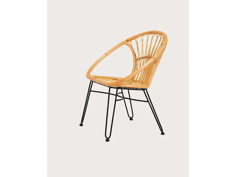 Naga - Fauteuil en rotin naturel et pieds métal