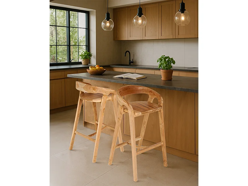 Carisma - Tabouret de bar en teck massif