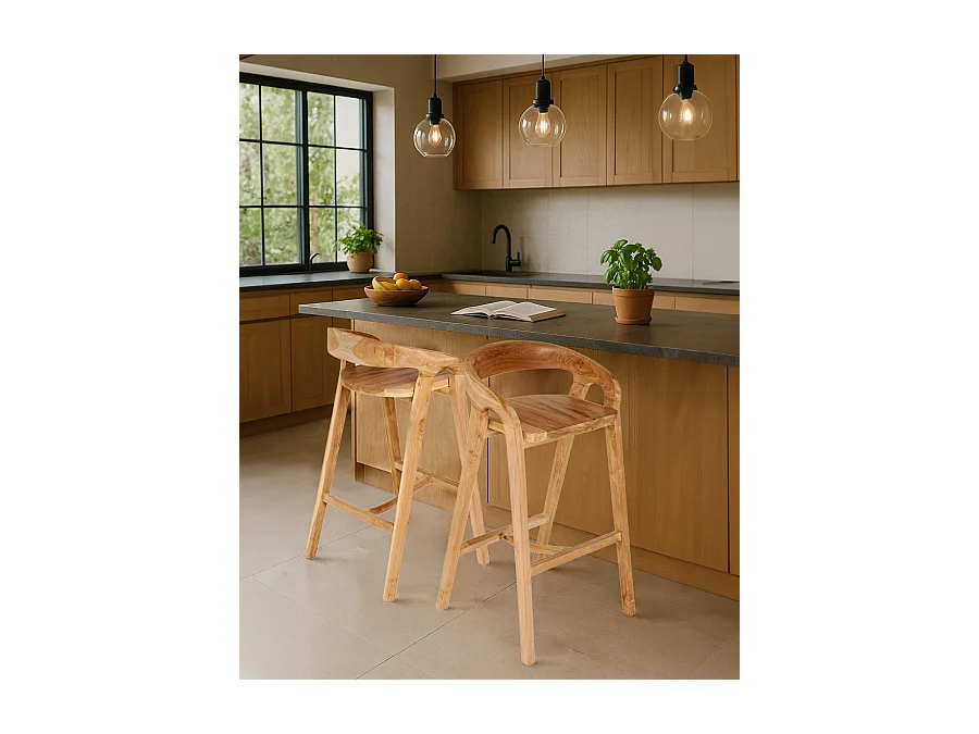 Carisma - Tabouret de bar en teck massif