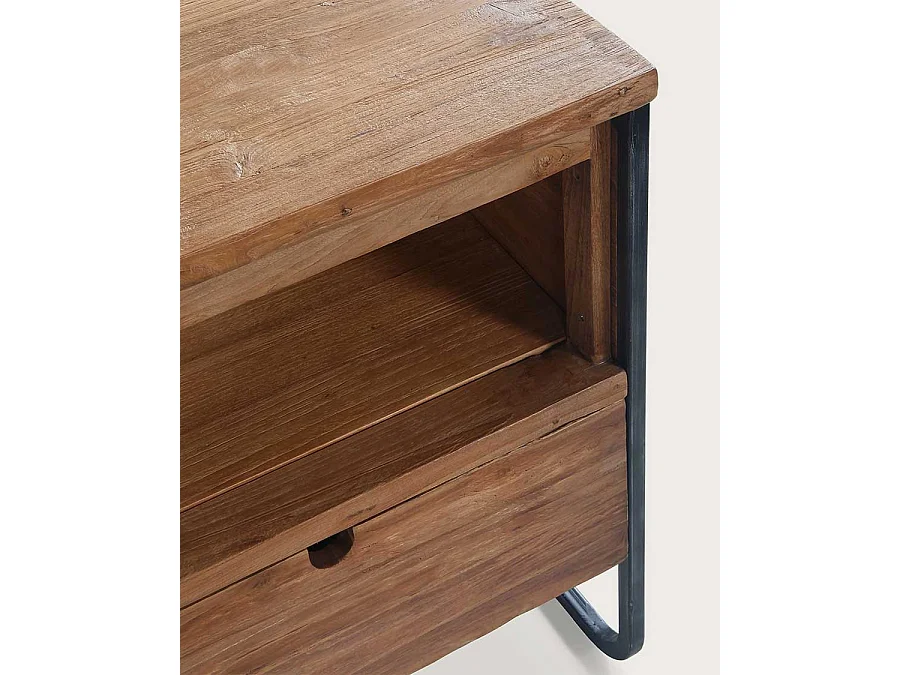 Azur - Meuble salle de bain industriel en teck et métal 120 cm