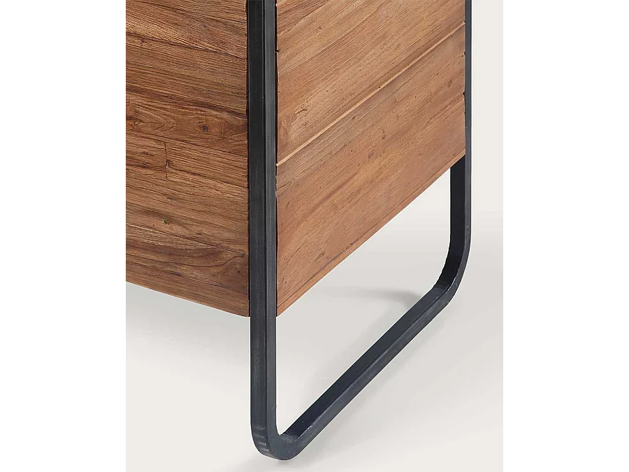 Azur - Meuble salle de bain industriel en teck et métal 120 cm