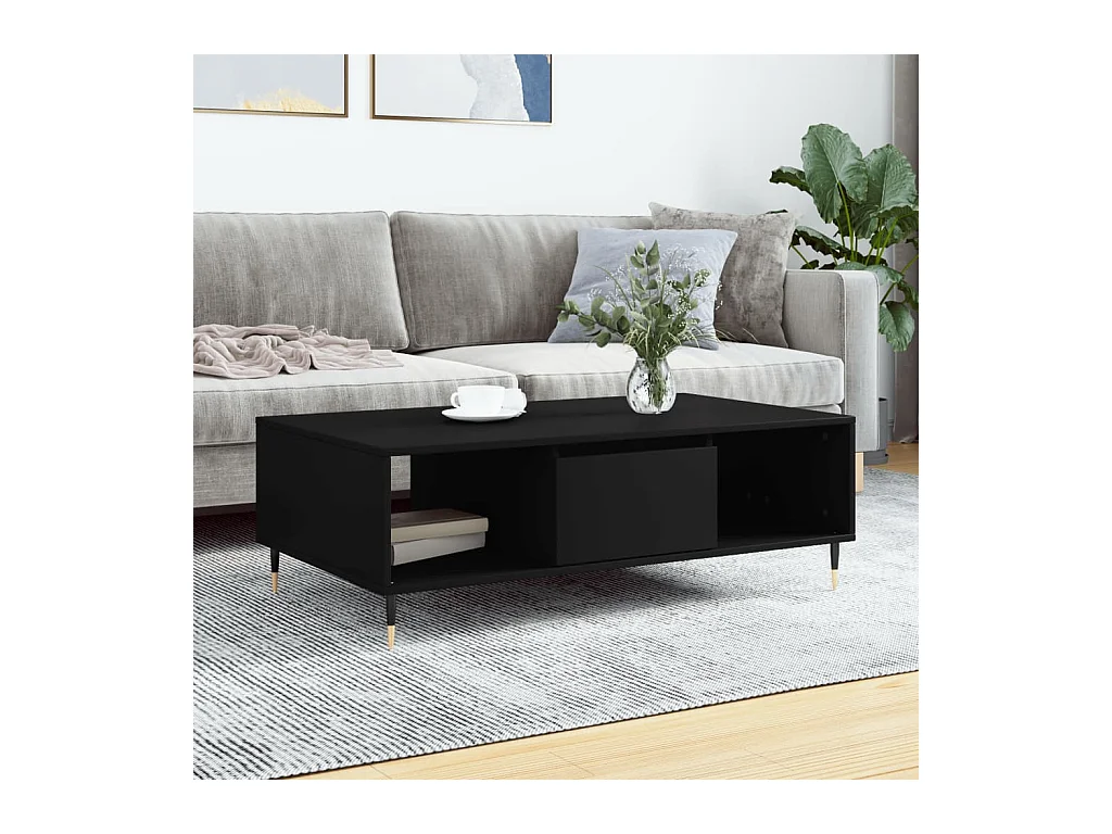 Table basse noir 104x60x35 cm bois d'ingénierie