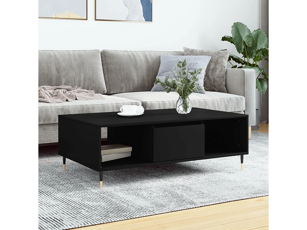 Table basse noir 104x60x35 cm bois d'ingénierie