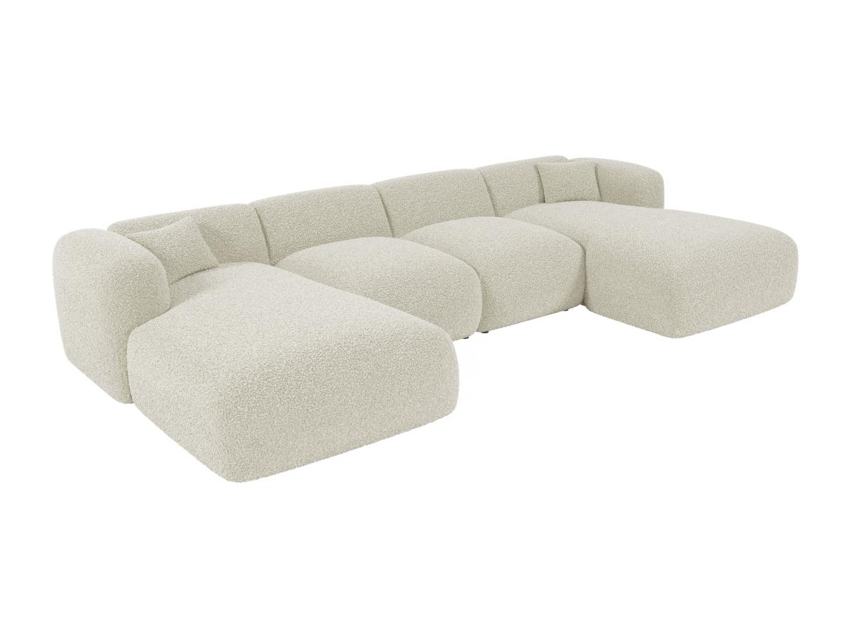 Große Wohnlandschaft - Bouclé-Stoff - Weiß - POGNI von Maison Céphy günstig online kaufen