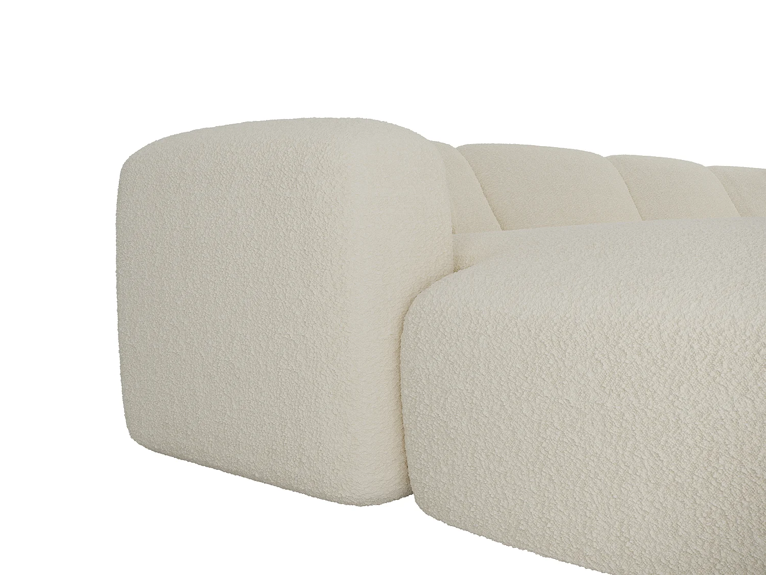 Grand canapé d'angle panoramique en tissu bouclette blanc POGNI de Maison Céphy