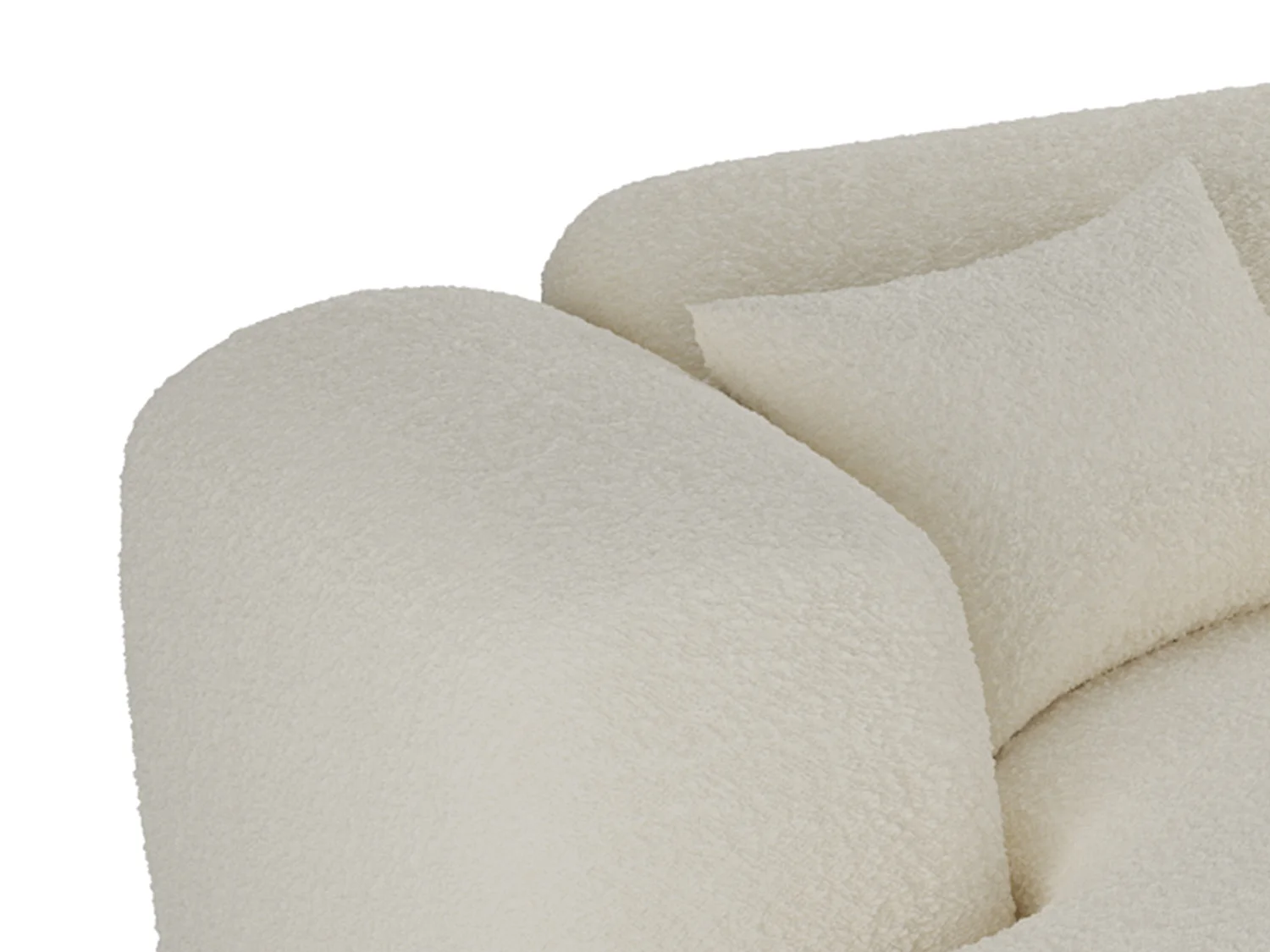 Grand canapé d'angle panoramique en tissu bouclette blanc POGNI de Maison Céphy