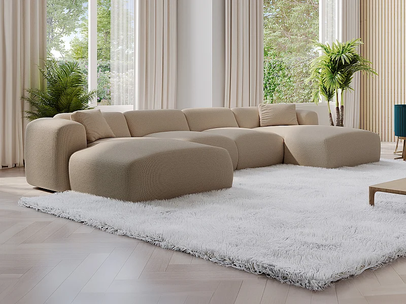 Sofá rinconero panorámico de tela beige POGNI de Maison Céphy