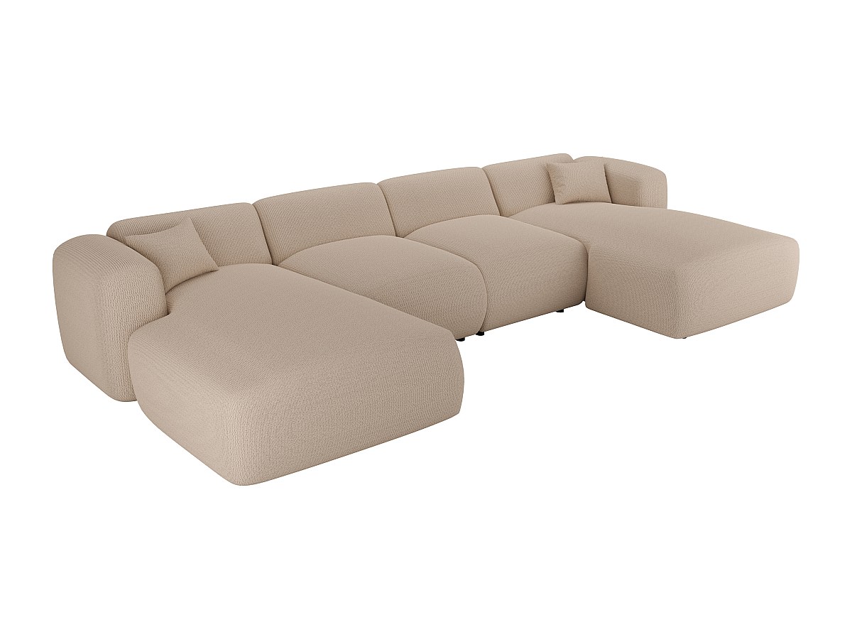 Große Wohnlandschaft - Samt-Stoff - Beige - POGNI von Maison Céphy günstig online kaufen