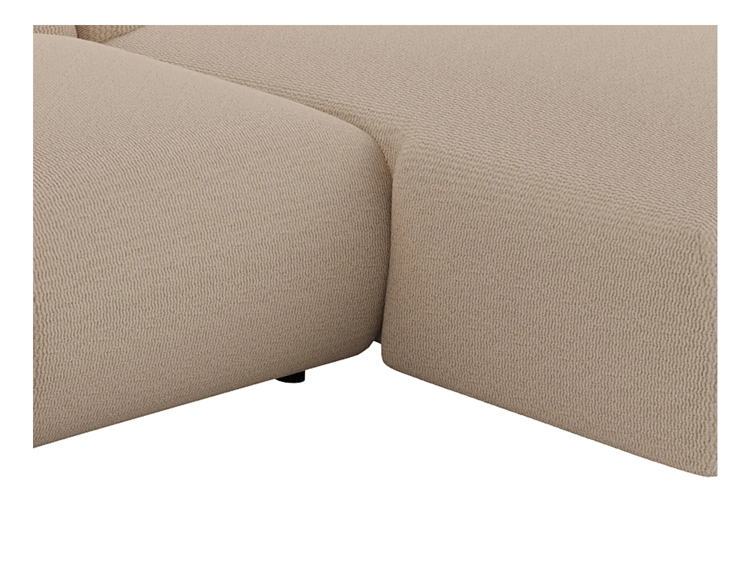 Grote panoramische hoekzitbank van beige ribfluweel met fijne ribbels POGNI van Maison Céphy