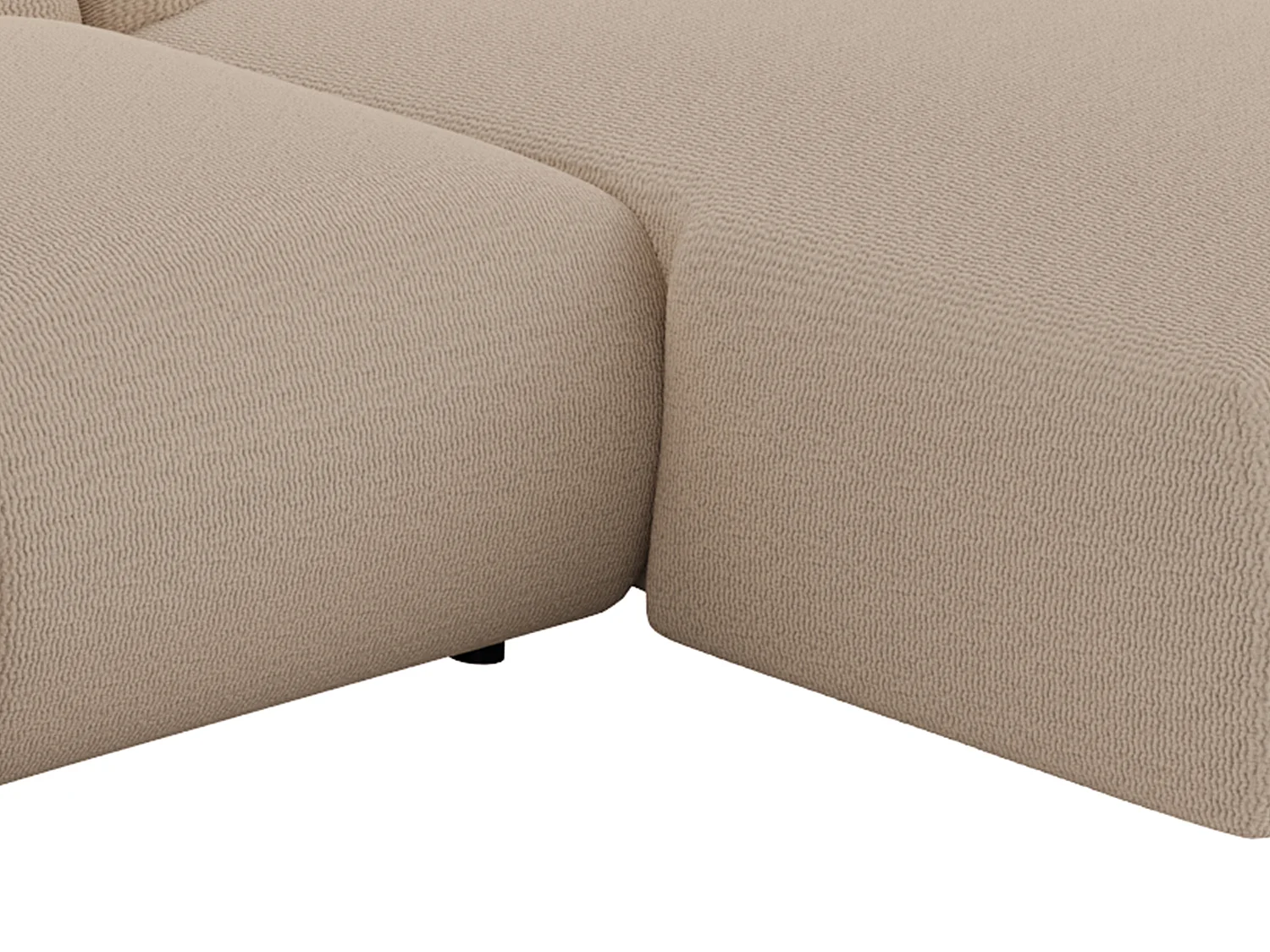 Grand canapé d'angle panoramique en velours côtelé fines côtes beige POGNI de Maison Céphy
