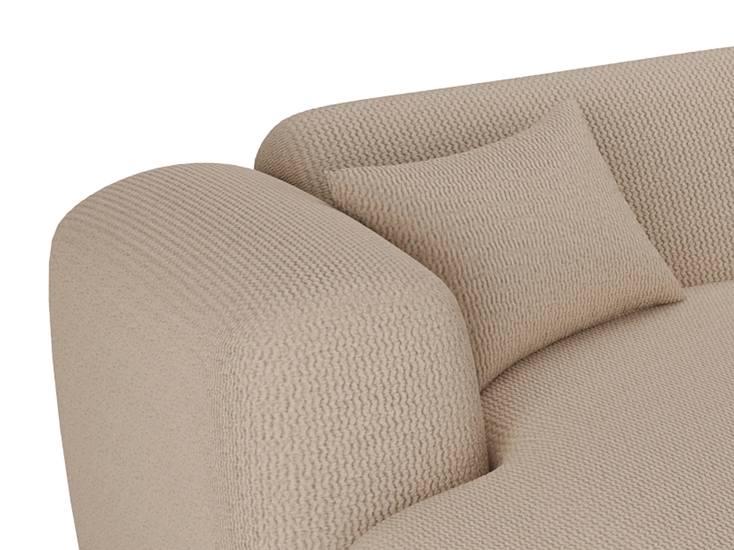 Grand canapé d'angle panoramique en velours côtelé fines côtes beige POGNI de Maison Céphy