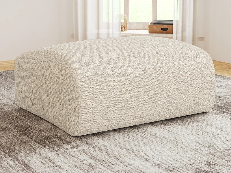 Pouf en tissu bouclette blanc POGNI de Maison Céphy