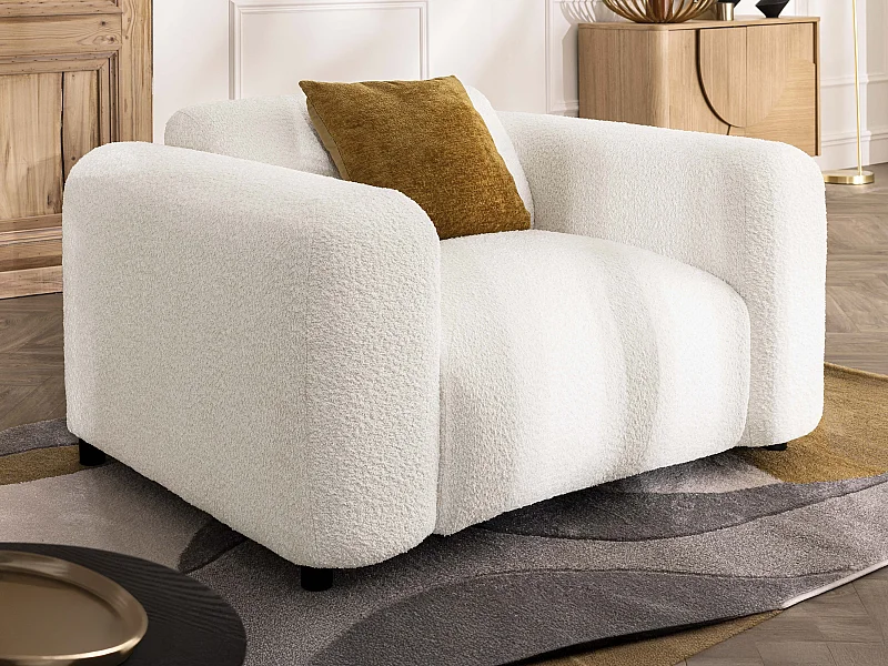 Fauteuil en tissu bouclette blanc POGNI de Maison Céphy