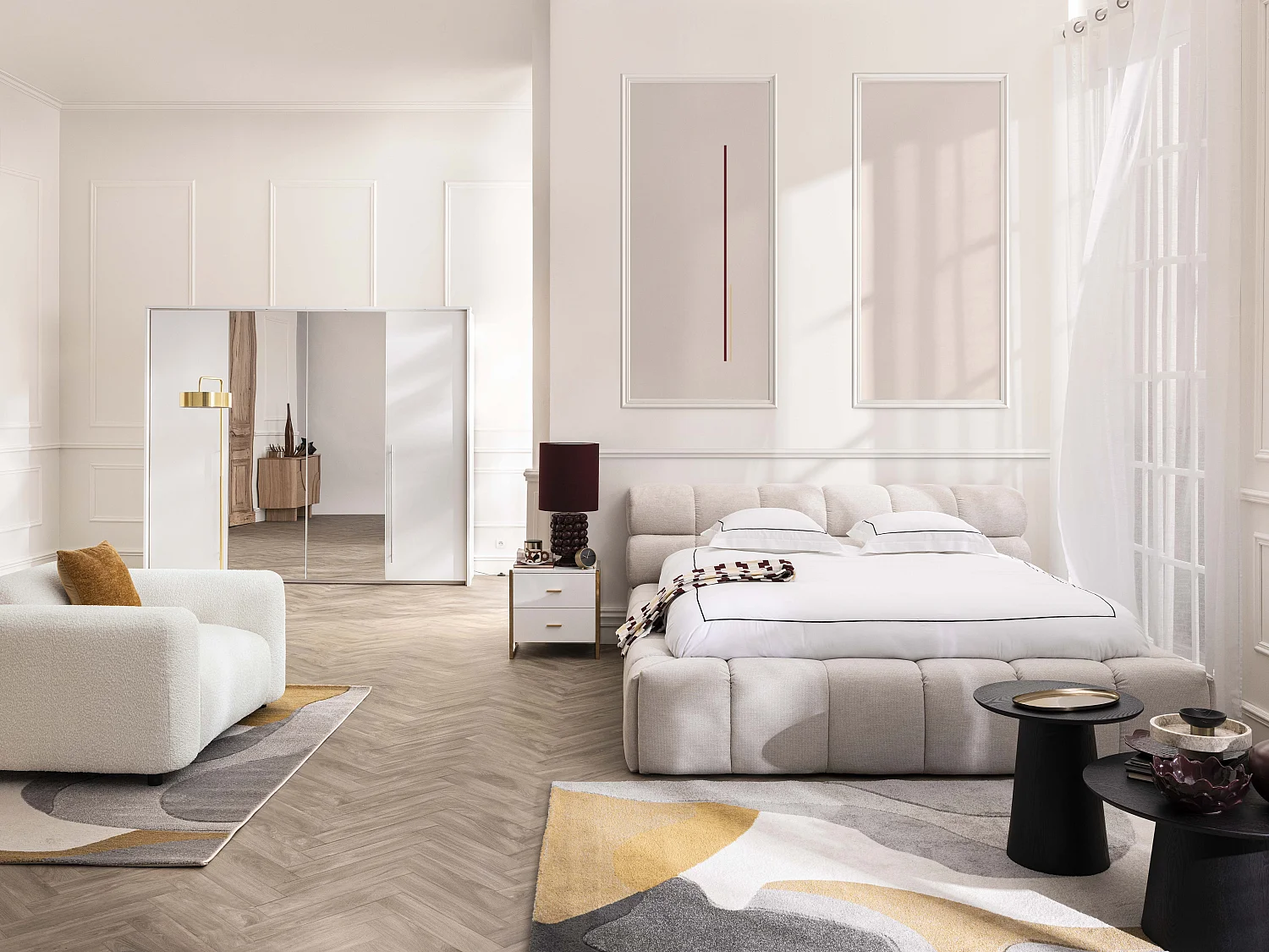 Fauteuil en tissu bouclette blanc POGNI de Maison Céphy