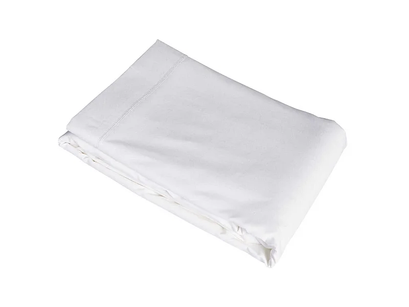 Drap plat blanc 100% coton 180x290
