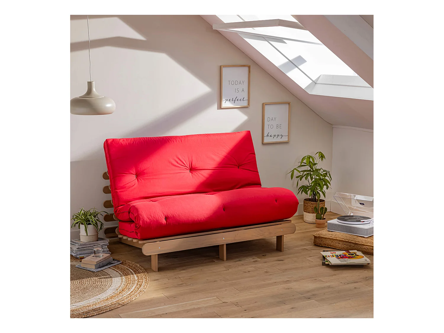 Matelas futon coeur en mousse à mémoire de forme, rouge 140x200