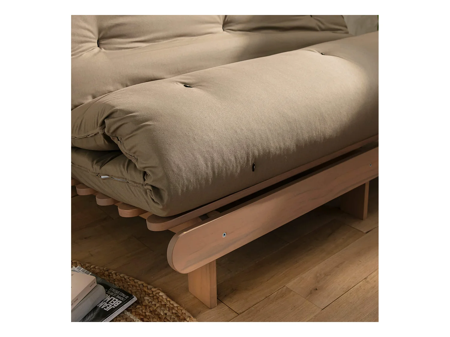 Matelas futon coeur en mousse à mémoire de forme, taupe 140x190