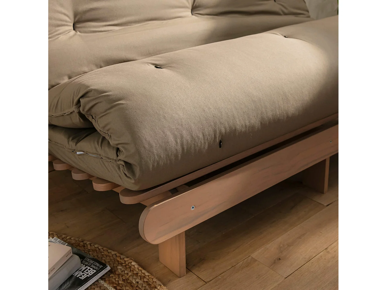 Matelas futon coeur en mousse à mémoire de forme, taupe 160x200