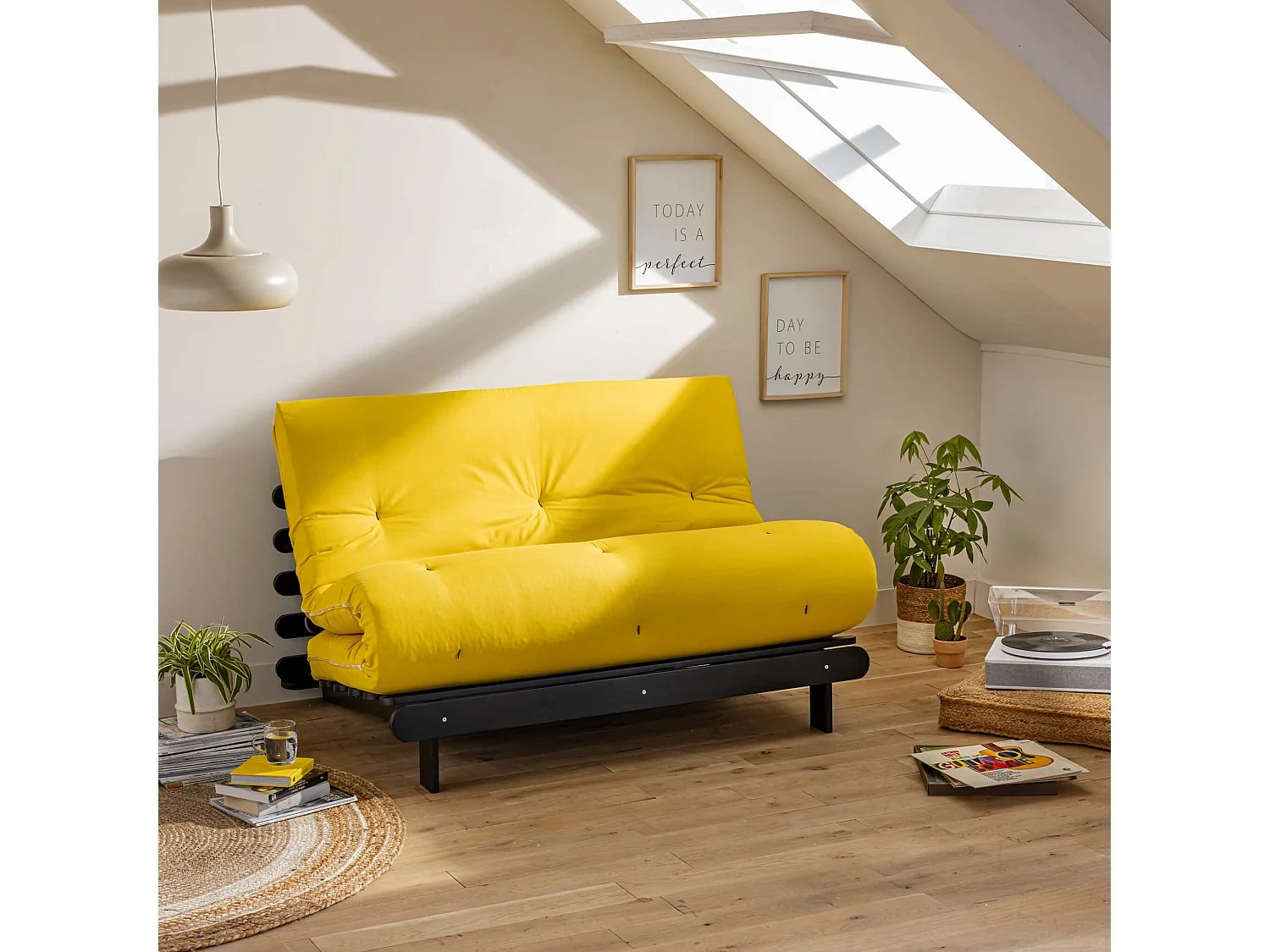 Matelas futon ocre coeur en latex 140x190