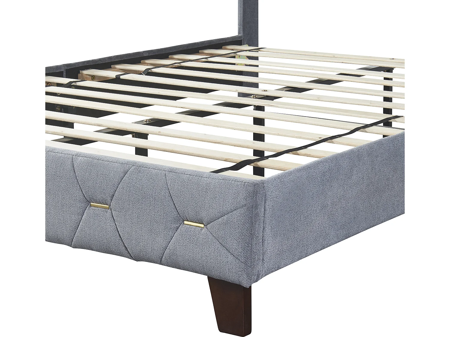 Tweepersoonsbed 140 x 200 cm, volwassenenbed, hoofdeinde met plank en USB-poort, bekleed met fluweel, lattenbodem, grijs