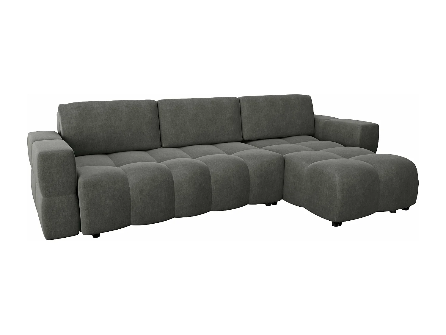 Canapé d'angle droit convertible coffre 5 places gris  GABRIEL