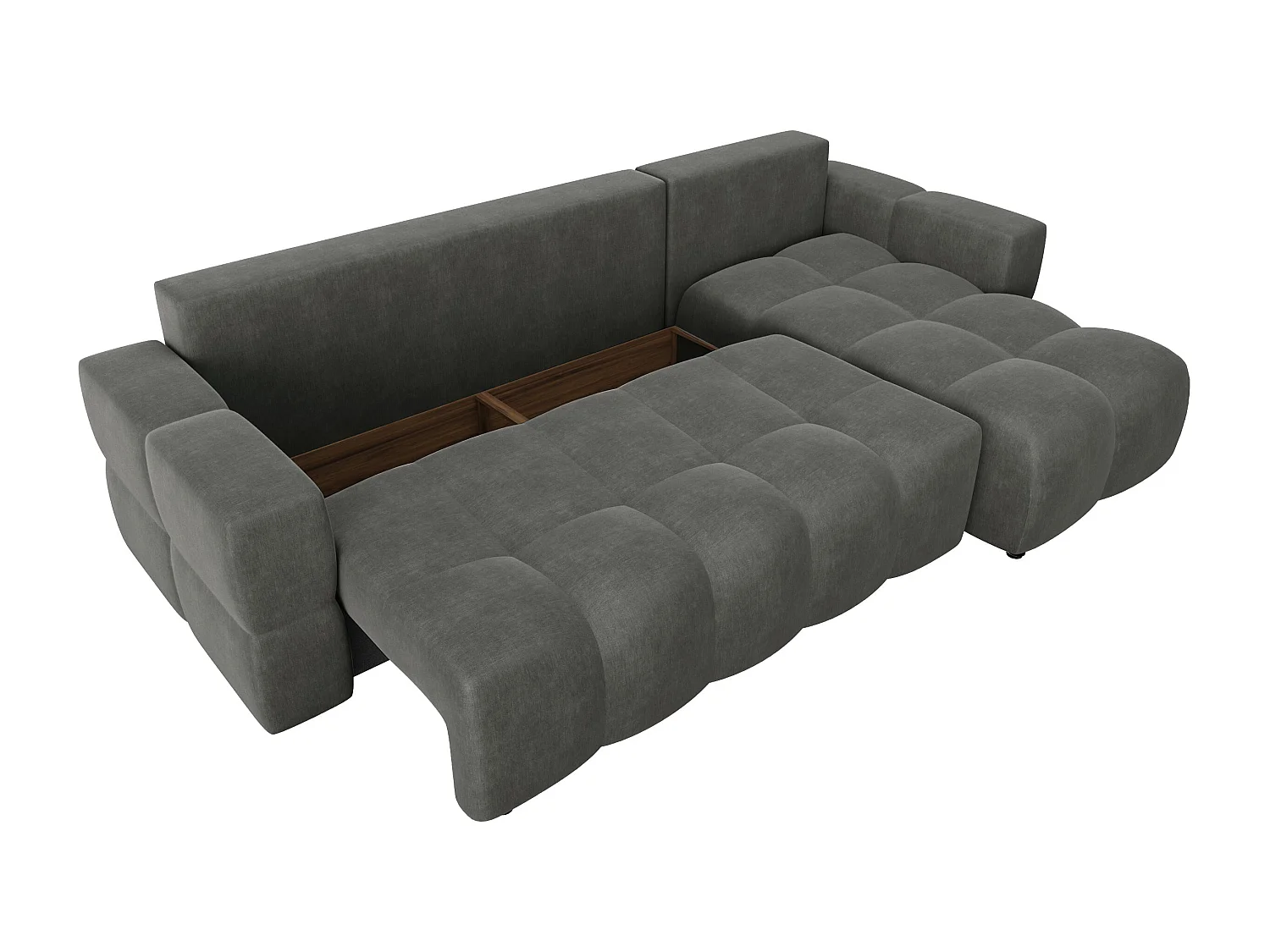 Canapé d'angle droit convertible coffre 5 places gris  GABRIEL