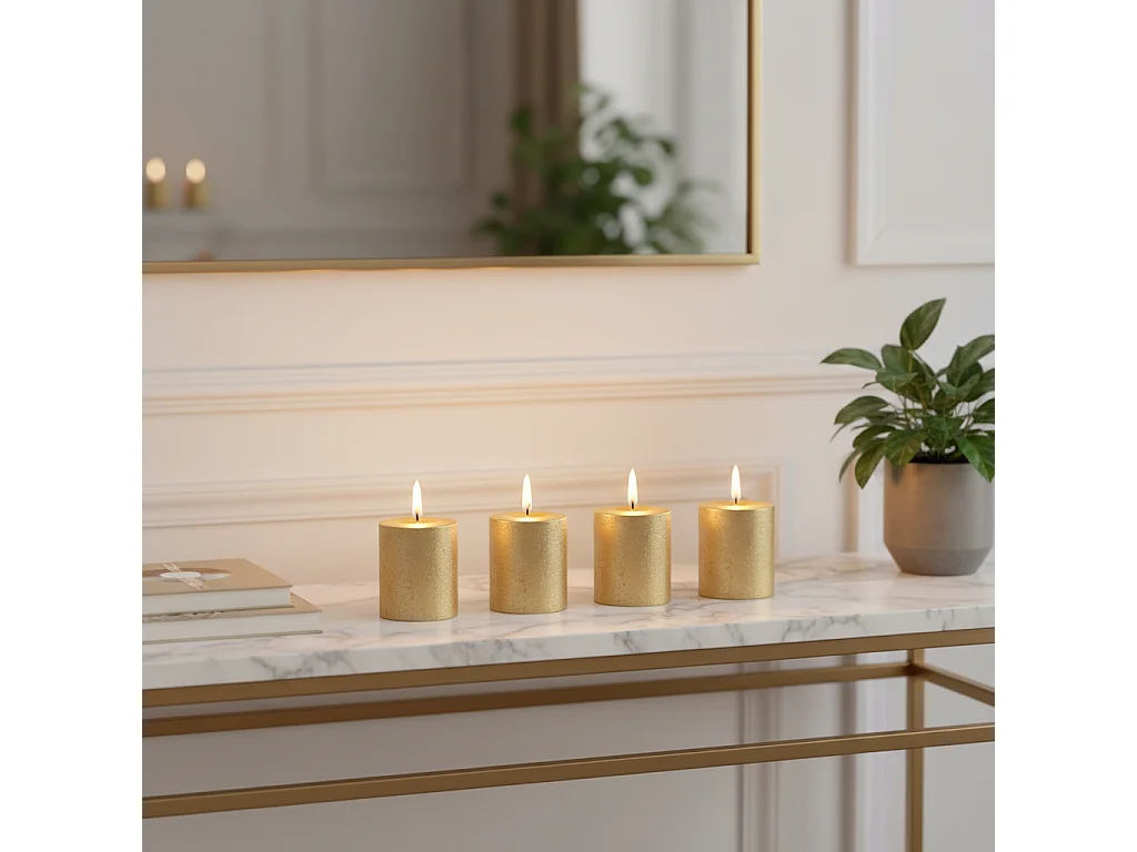 Coffret de 4 Bougies Stripes Xs - Blanc