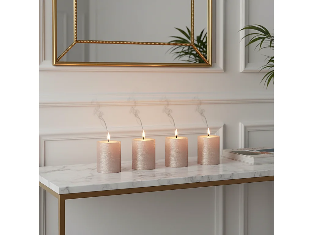 Coffret de 4 Bougies Stripes Xs - Blanc