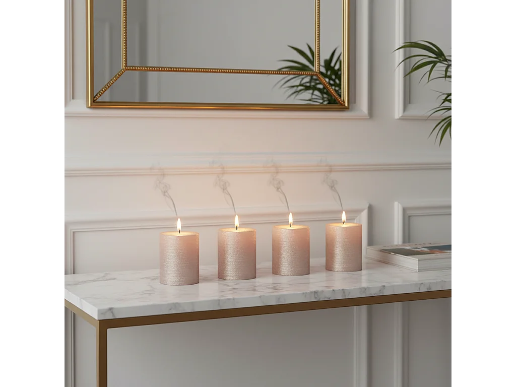 Coffret de 4 Bougies Stripes Xs - Blanc