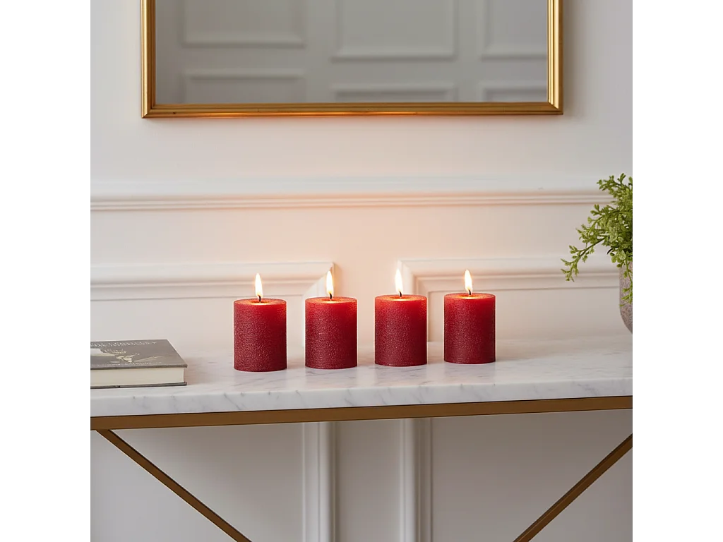 Coffret de 4 Bougies Stripes Xs - Rouge