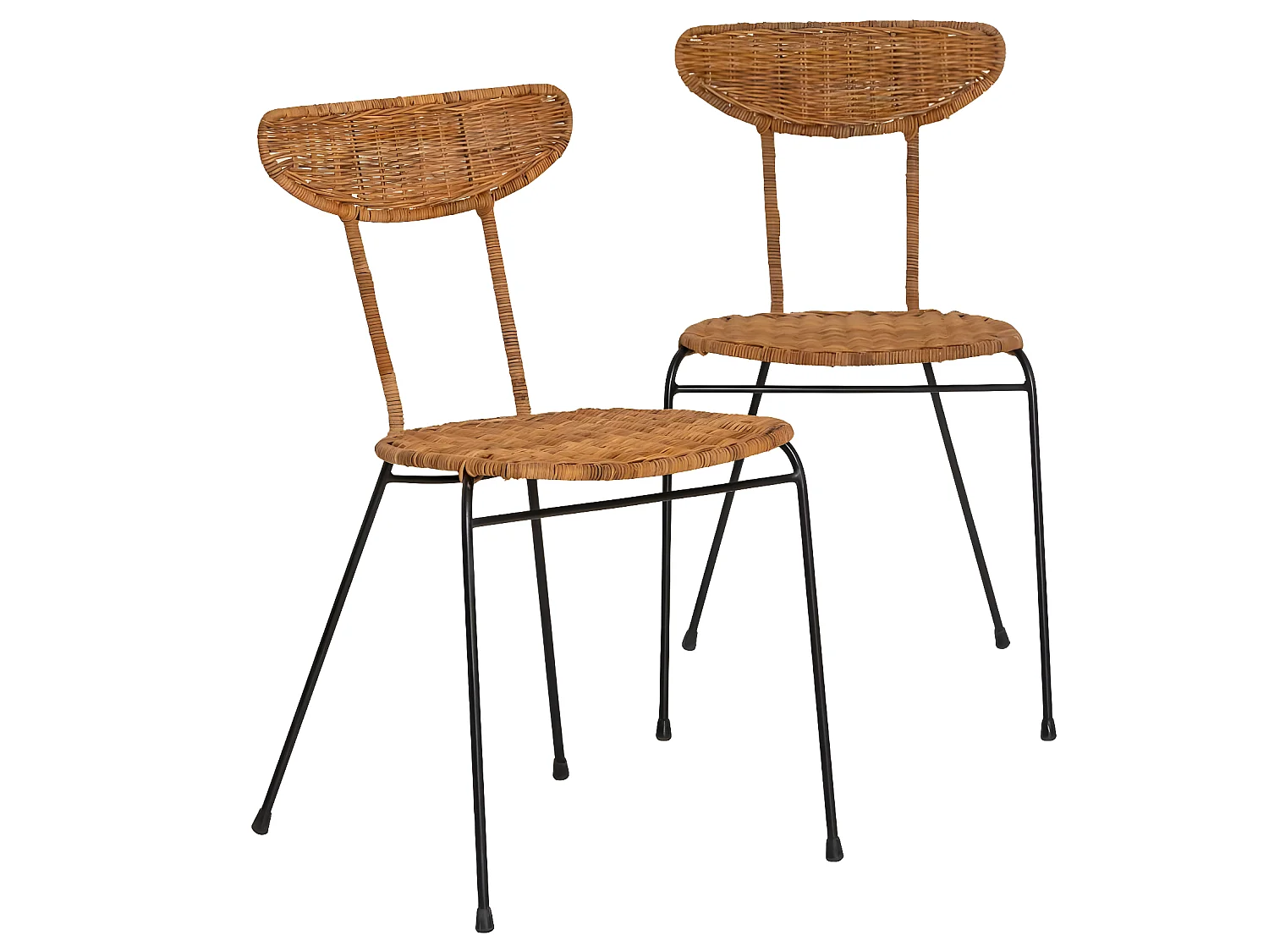 Chaise en rotin et en métal Leila (lot de 2)