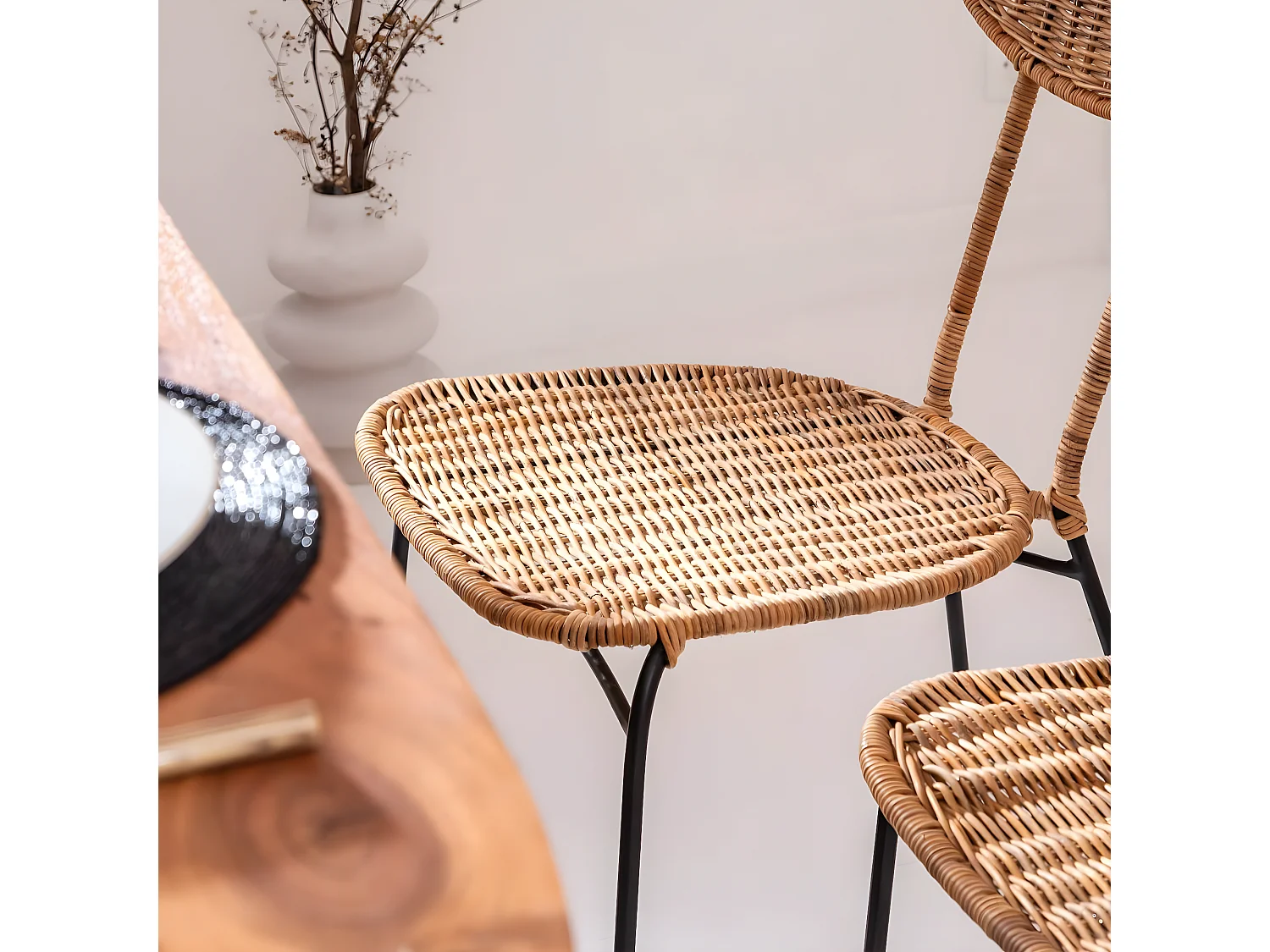 Chaise en rotin et en métal Leila (lot de 2)