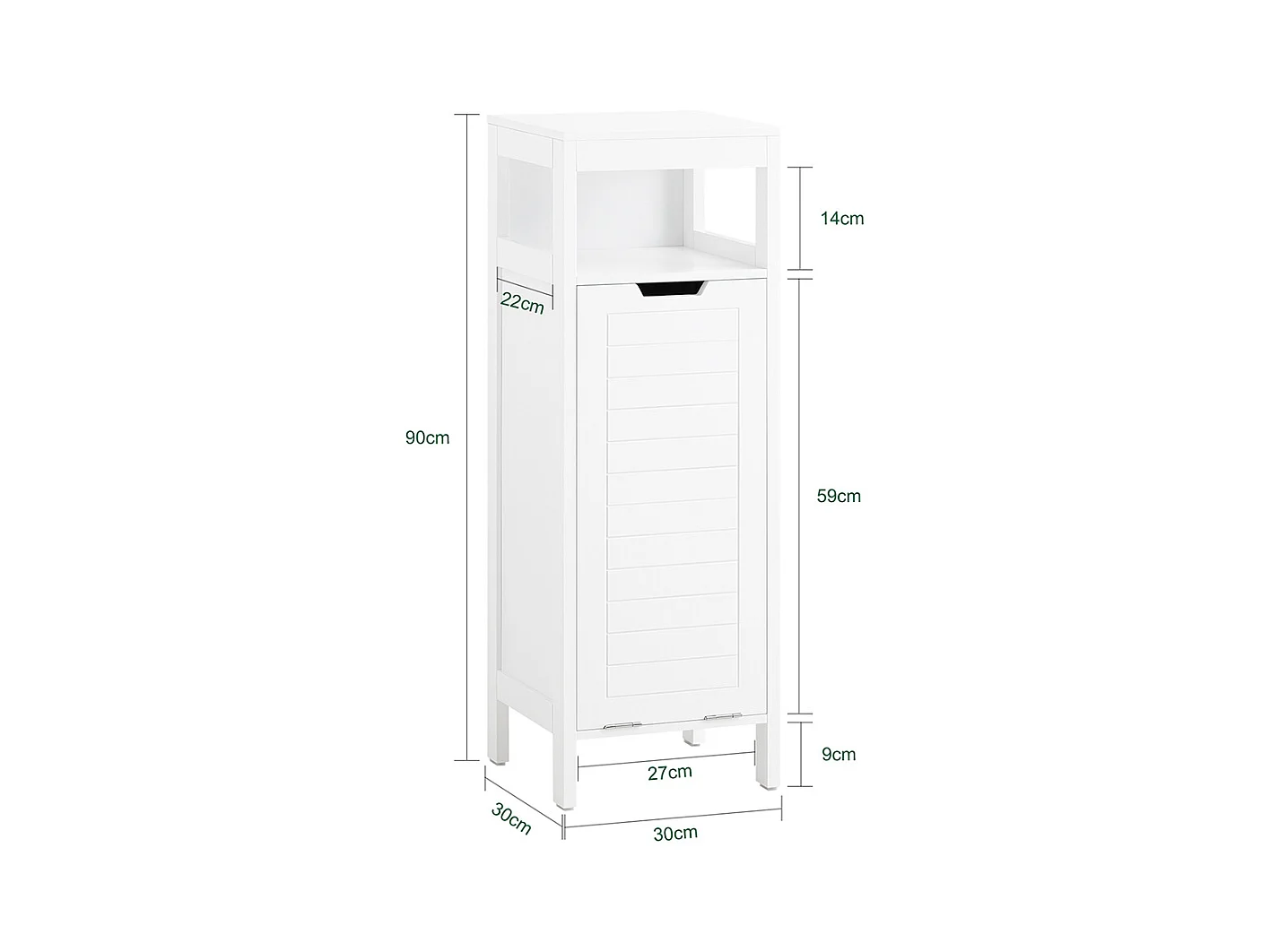 SoBuy BZR122-W Cesto para Ropa Sucia  con 1 Cesto y 1 Estante Abierto