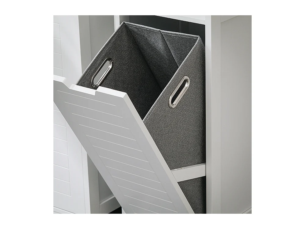 SoBuy BZR122-W Cesto para Ropa Sucia  con 1 Cesto y 1 Estante Abierto