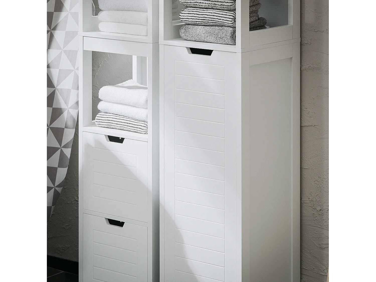 SoBuy Meuble Colonne de Salle de Bain, Armoire Toilette Haute, Meuble Salle de Bain Placard avec Étagères et Panier à Linge 30 x 30 x 145 cm, Blanc, BZR123-W