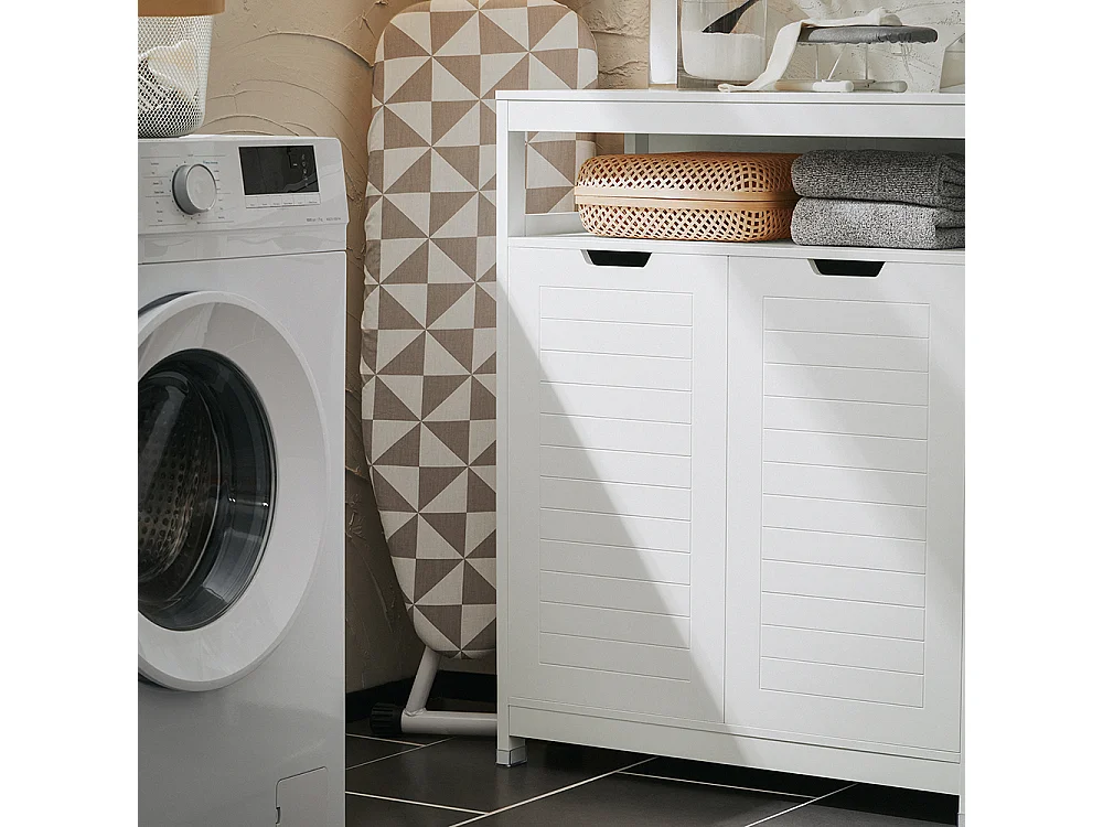 SoBuy Badkamermeubel Toiletkast Ladekast Kastopbergmeubel met 2 deuren, verstelbare planken, 70x35x90 cm, BZR121-W