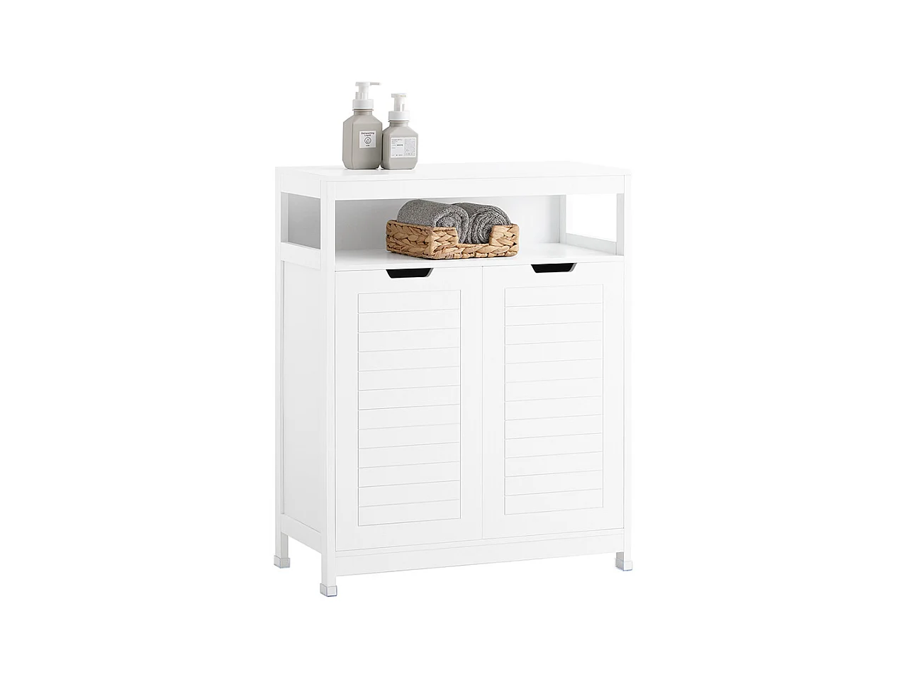 Armario de Baño Mueble Baño Auxiliar Organizador con 1 Comportamiento Abierto y 2 Puertas 70 x 35 x 90 cm Blanco BZR121-W SoBuy ES