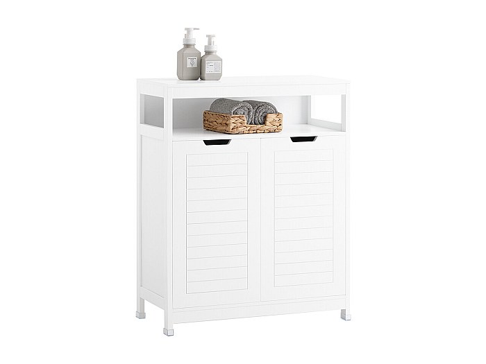 Greensen Mobiletto Bagno Alto E Stretto Ad Angolo 120 Cm - Scaffale In WPC 5 Ripiani