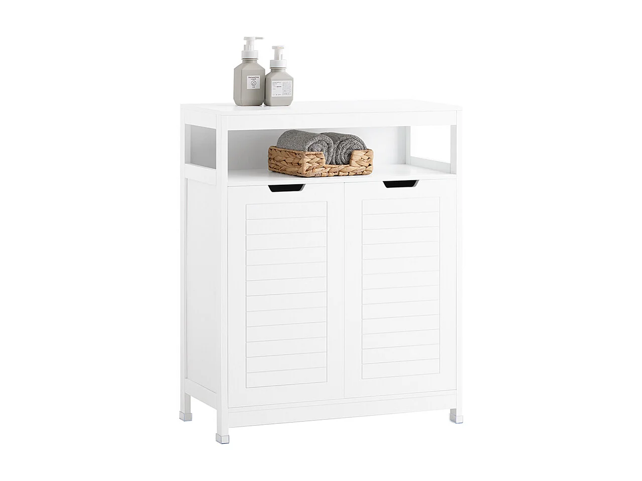 SoBuy Meuble Salle de Bain Armoire Toilette Commode Placard Meuble de Rangement avec 2 Portes, Étagères Réglables, 70x35x90 cm, BZR121-W