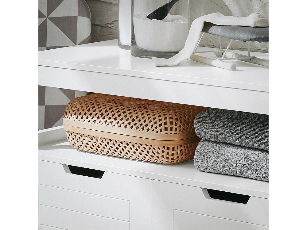 SoBuy Meuble Salle de Bain Armoire Toilette Commode Placard Meuble de Rangement avec 2 Portes, Étagères Réglables, 70x35x90 cm, BZR121-W