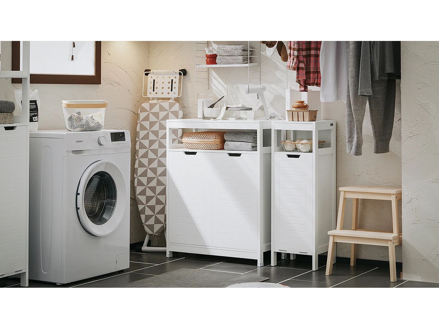 SoBuy Meuble Salle de Bain Armoire Toilette Commode Placard Meuble de Rangement avec 2 Portes, Étagères Réglables, 70x35x90 cm, BZR121-W