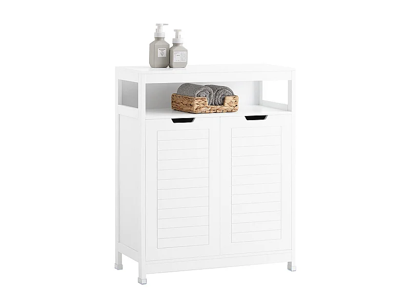 SoBuy Meuble Salle de Bain Armoire Toilette Commode Placard Meuble de Rangement avec 2 Portes, Étagères Réglables, 70x35x90 cm, BZR121-W