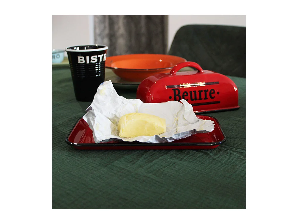 Butterdose aus emailliertem Metall Brasserie Bistro