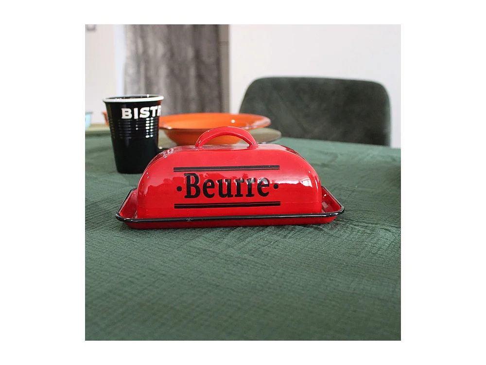 Butterdose aus emailliertem Metall Brasserie Bistro