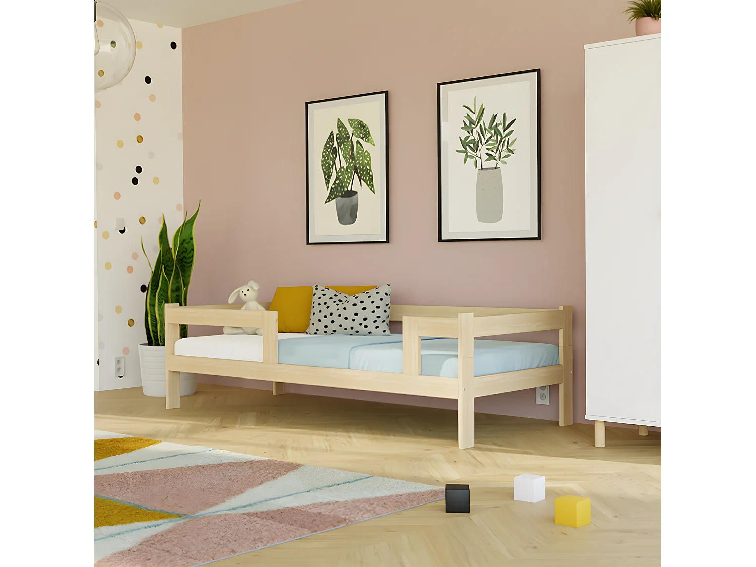 Lit 80x180 sommier inclus Safe - Bois