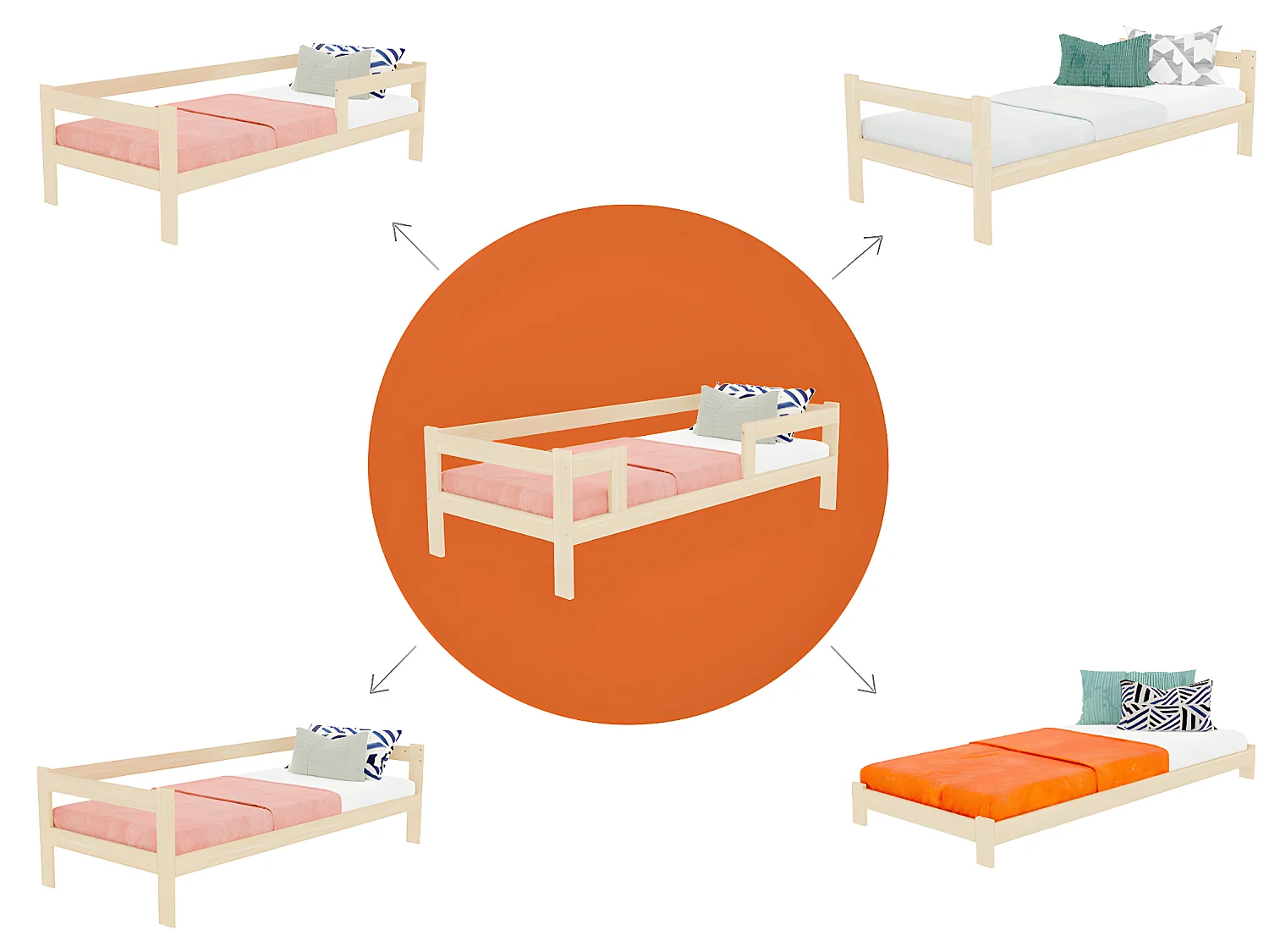 Lit 80x180 sommier inclus Safe - Bois