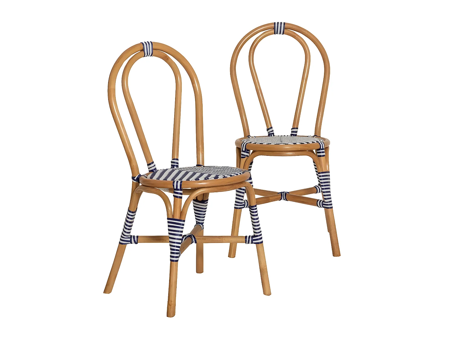Chaise bistrot en rotin bleue Elynne (lot de 2)