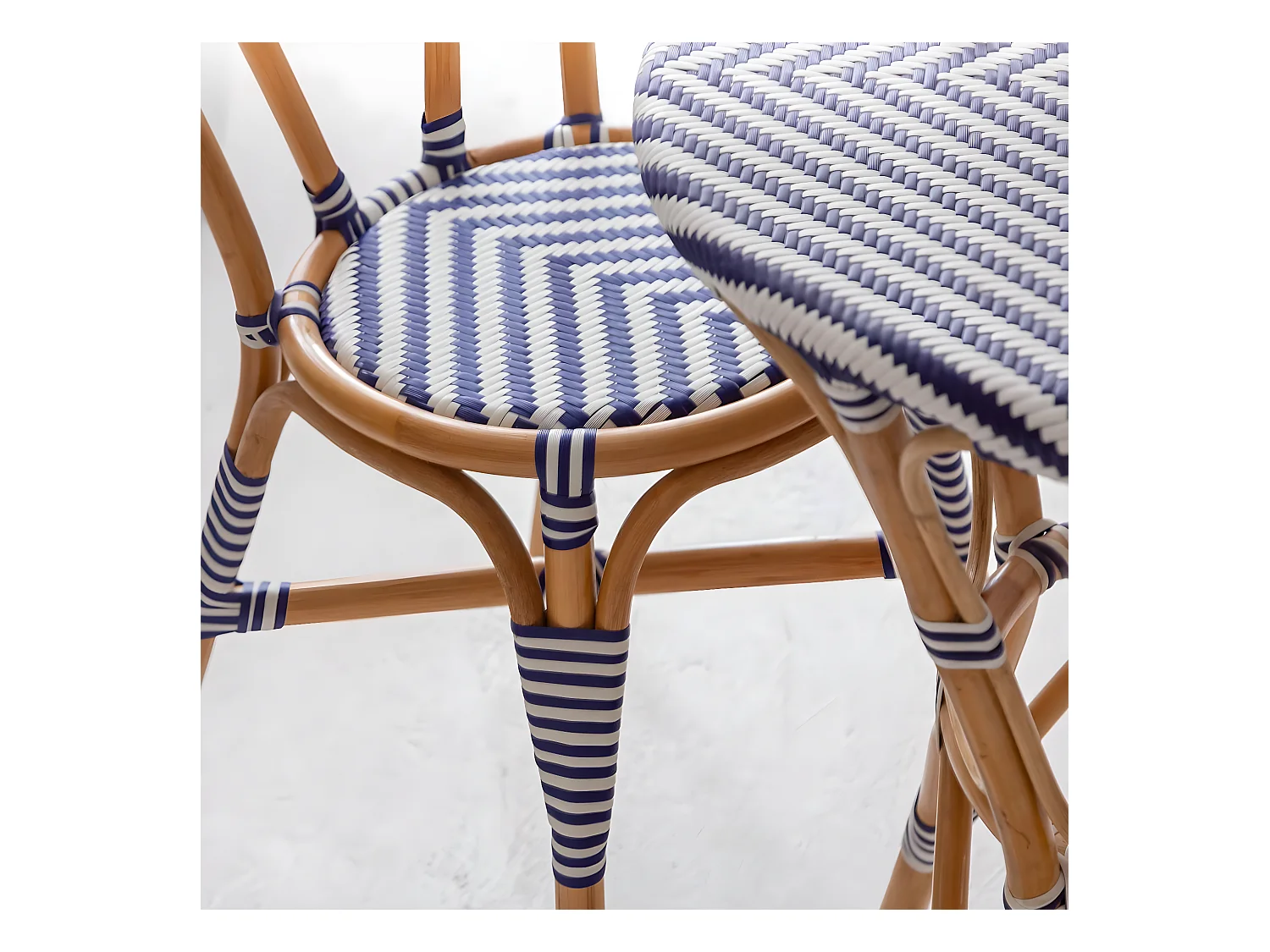 Chaise bistrot en rotin bleue Elynne (lot de 2)