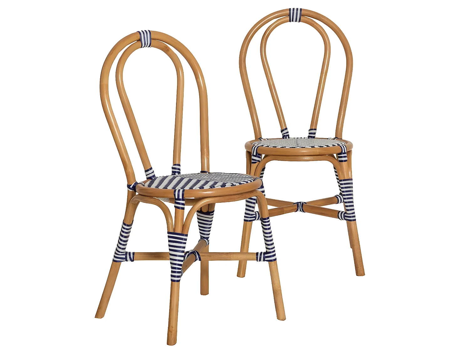 Chaise bistrot en rotin bleue Elynne (lot de 2)